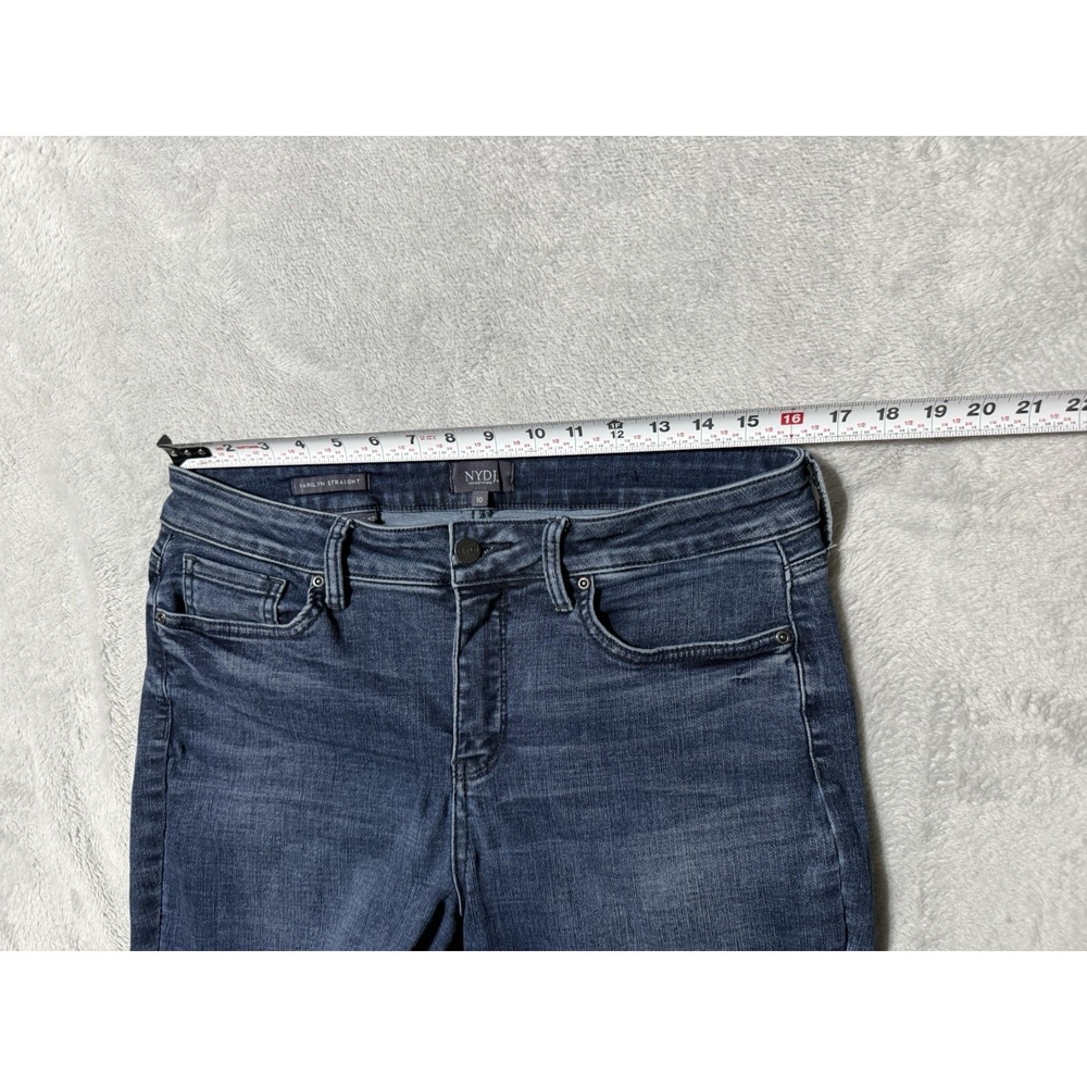 NYDJ Jeans Womens 10 Blue Marilyn Straight Medium Wash Stretch Denim 32x31 - Picture 5 of 9